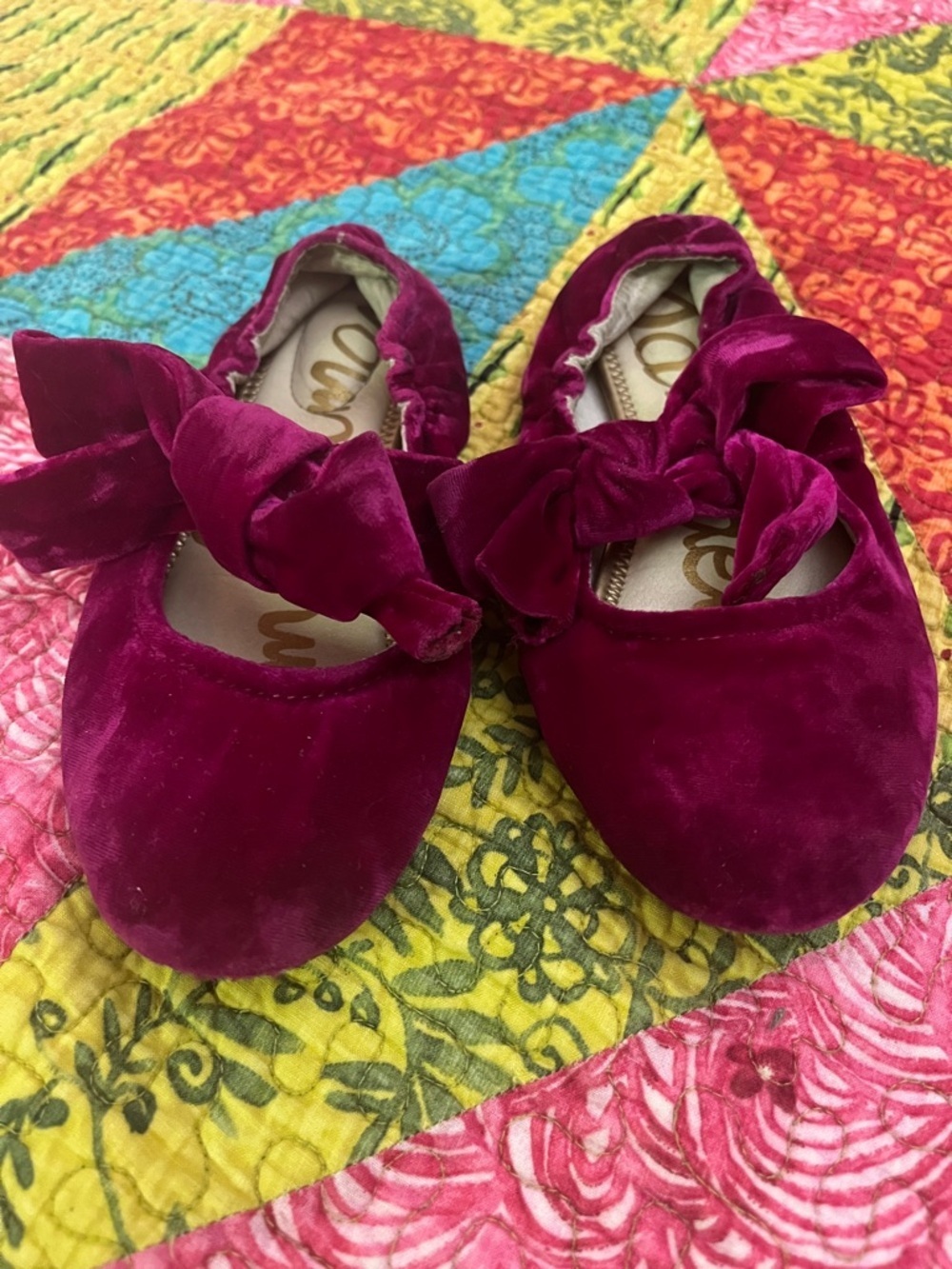 Sam Edelman Kids Velvet Bow Flats - Fuchsia